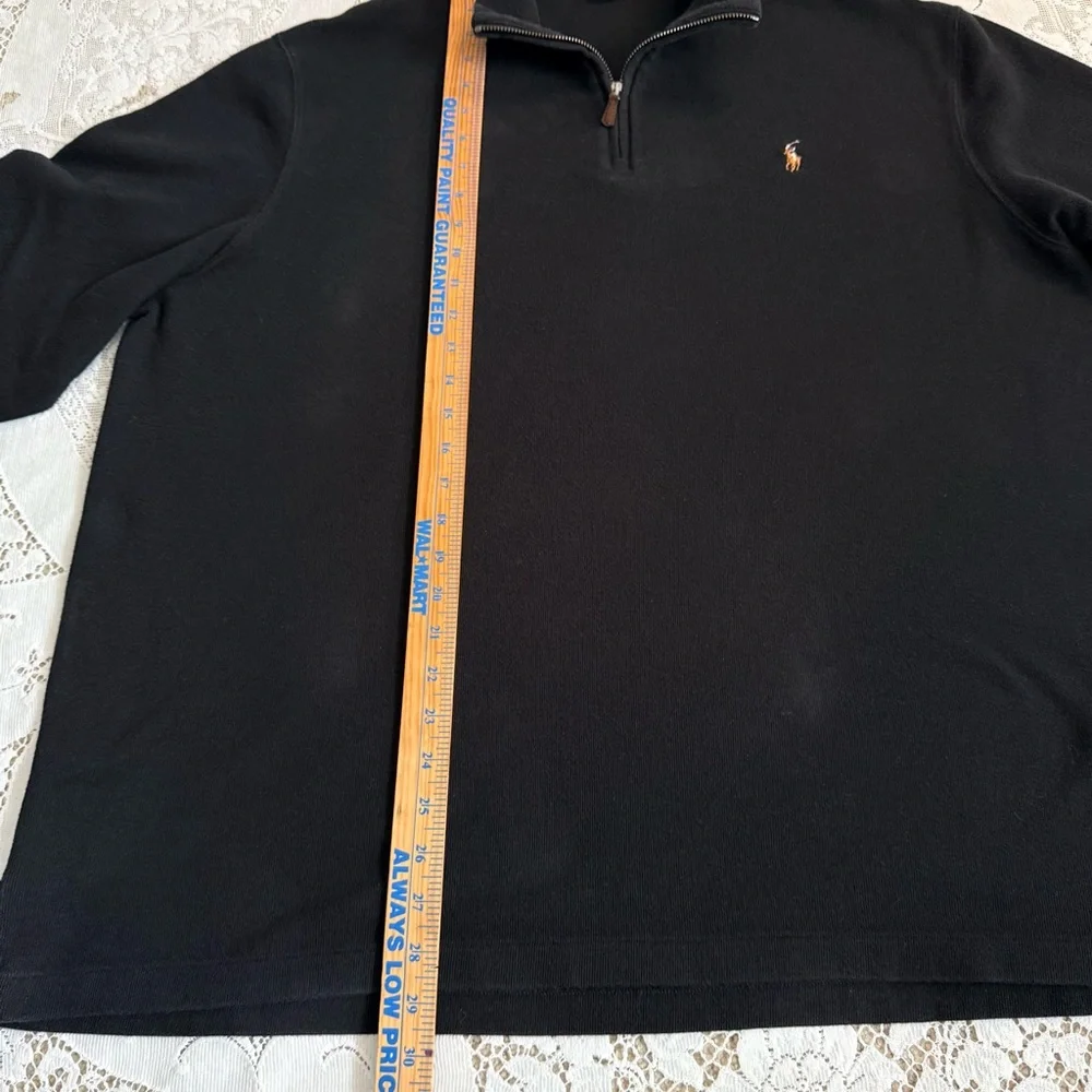 Polo Ralph Lauren Black Estate Rib Quarter Zip Pullover Sweater‎ Black XXL